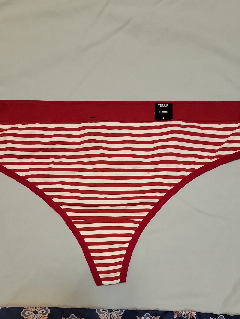 torrid Red and White Striped Thong Bikini